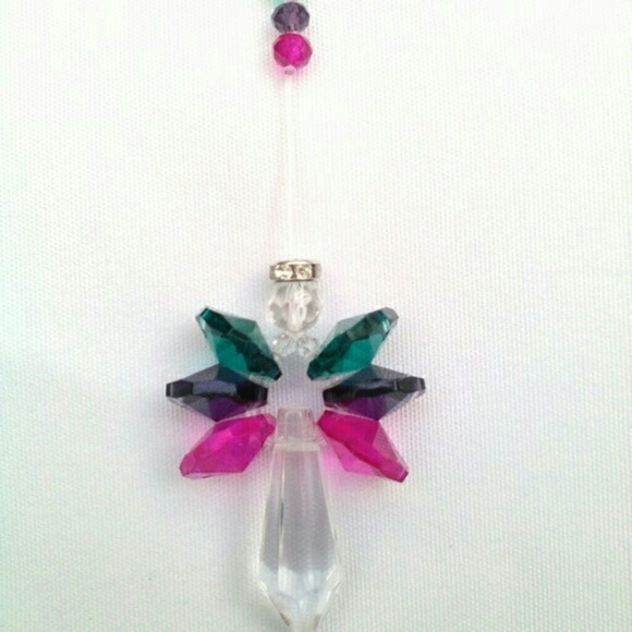 Crystal Angel Rainbow Maker Suncatcher Festive Flow Pretty Teap Pink & Purple - Picture 4 of 8